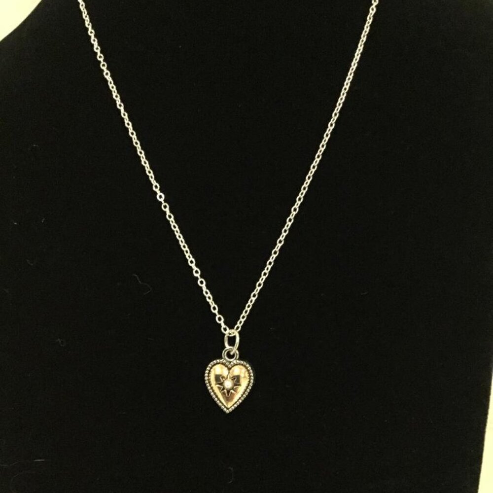 Mother’s Day Heart Pendant Necklace Silver-tone Gold-tone Center Pearl Accent